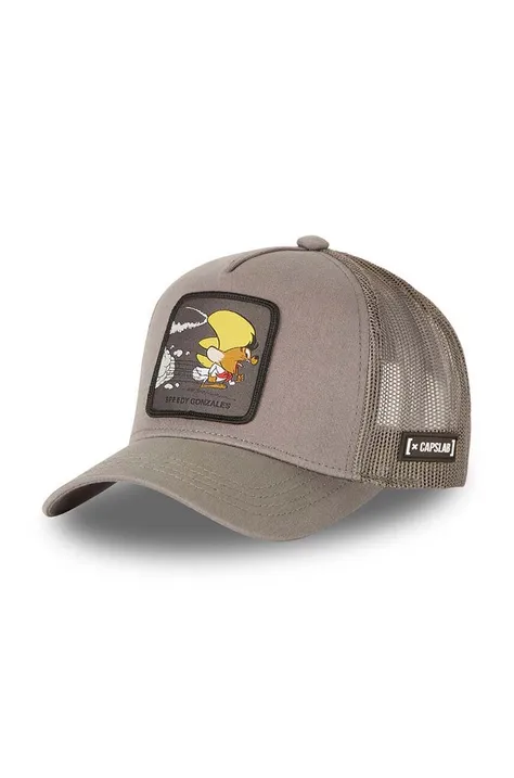 Capslab czapka z daszkiem LOONEY kolor brązowy z aplikacją