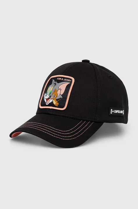 Capslab czapka z daszkiem bawełniana TOM & JERRY BASEBALL kolor czarny z aplikacją