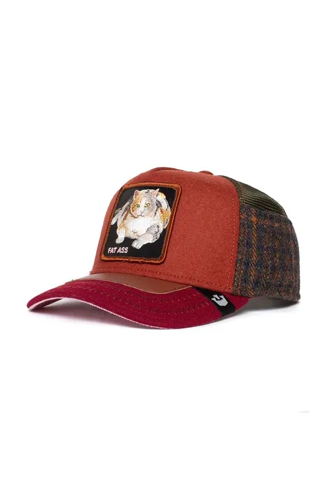 Goorin Bros czapka z daszkiem z domieszką wełny kolor czerwony wzorzysta