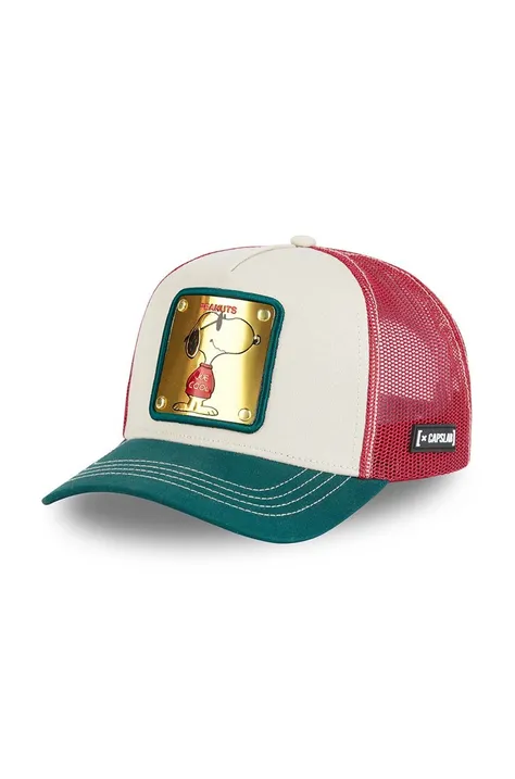 Capslab czapka z daszkiem The Peanuts kolor beżowy wzorzysta