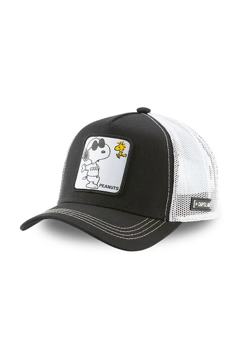 Kšiltovka Capslab x Peanuts černá barva, s aplikací, CL/PEA/1/NAW1