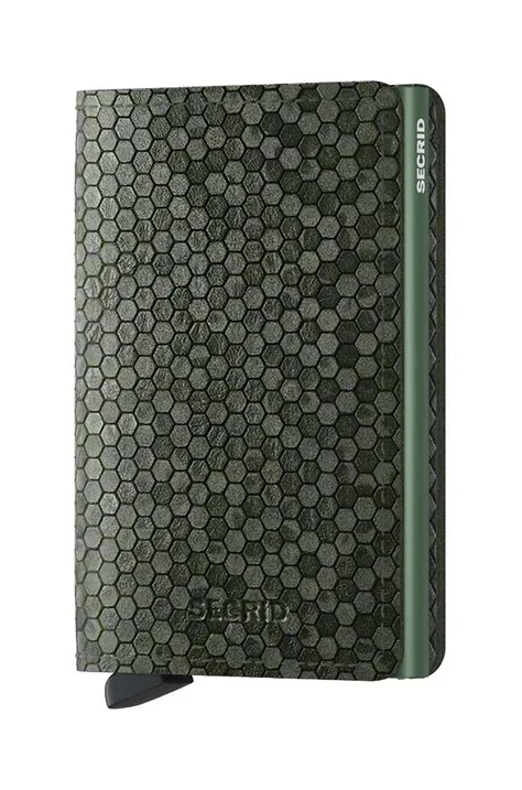 Δερμάτινο πορτοφόλι Secrid Slimwallet Hexagon Green χρώμα: πράσινο