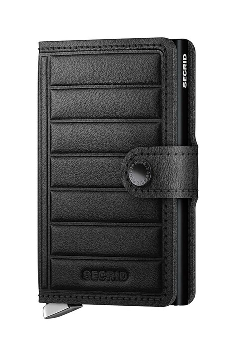 Δερμάτινο πορτοφόλι Secrid Premium Twinwallet Emboss Lines χρώμα: μαύρο, TEI.BLACK