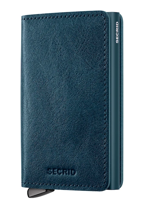 Kožená peněženka Secrid BASCO modrá barva
