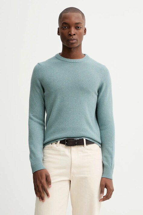 Marc O'Polo sweter z dodatkiem wełny męski kolor turkusowy M30506660174