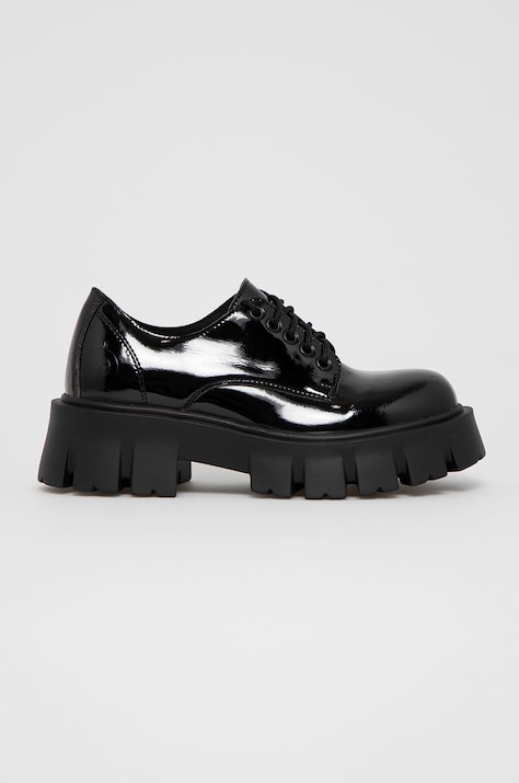 Poltopánky Altercore Deidra Vegan Black Patent dámske, čierna farba, na platforme