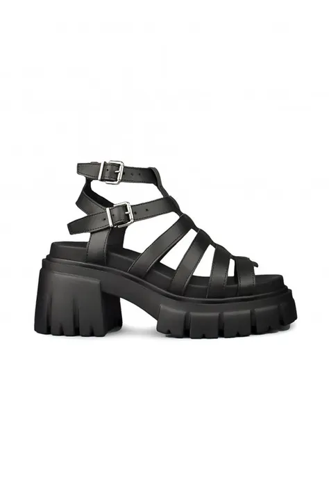 Kožne sandale Altercore za žene, boja: crna, s platformom