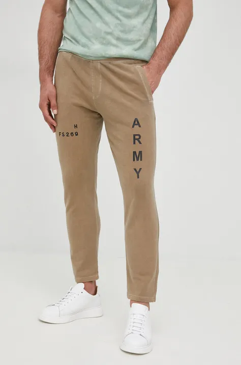 Manuel Ritz spodnie dresowe męskie kolor beżowy z nadrukiem