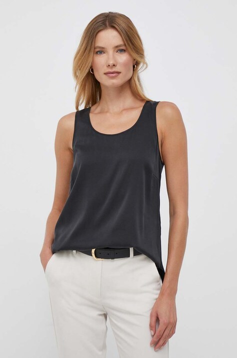 Mos Mosh Bluzka na ramiączkach damska jedwabna czarna gładka 134710