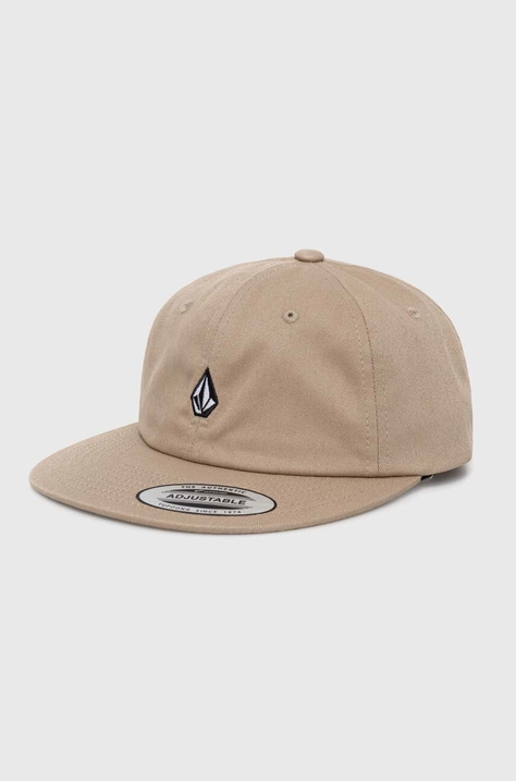 Volcom șapcă de baseball din bumbac culoarea bej, neted