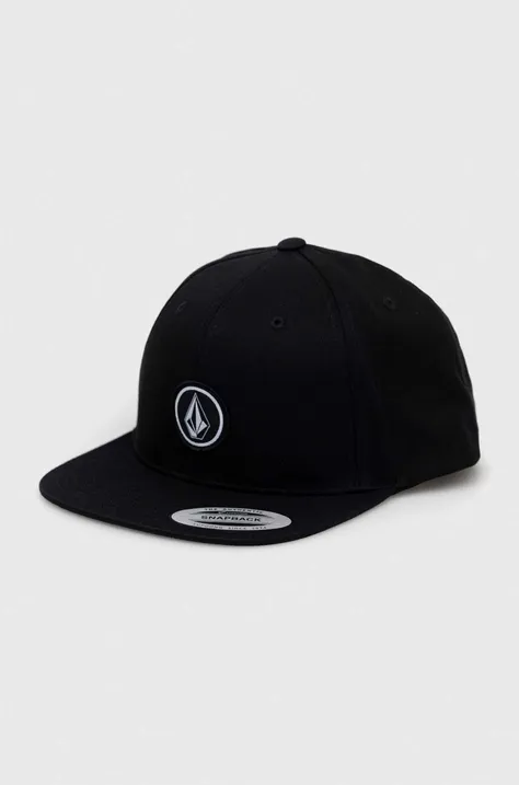 Βαμβακερό καπέλο του μπέιζμπολ Volcom χρώμα: μαύρο