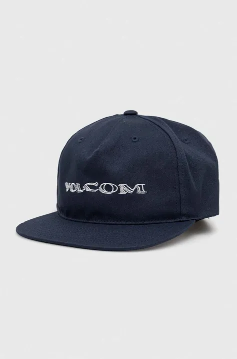 Хлопковая кепка Volcom цвет синий с аппликацией