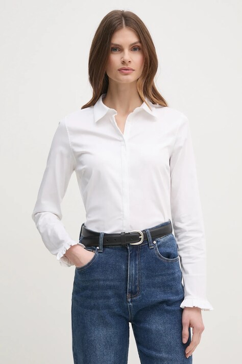 Mos Mosh cămașă femei, culoarea bej, cu guler clasic, regular, 144070