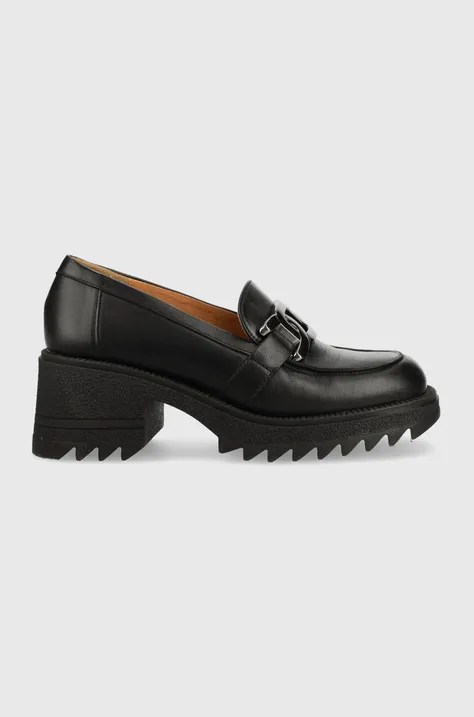 Шкіряні туфлі Charles Footwear Kiara жіночі колір чорний каблук блок Kiara.Loafer