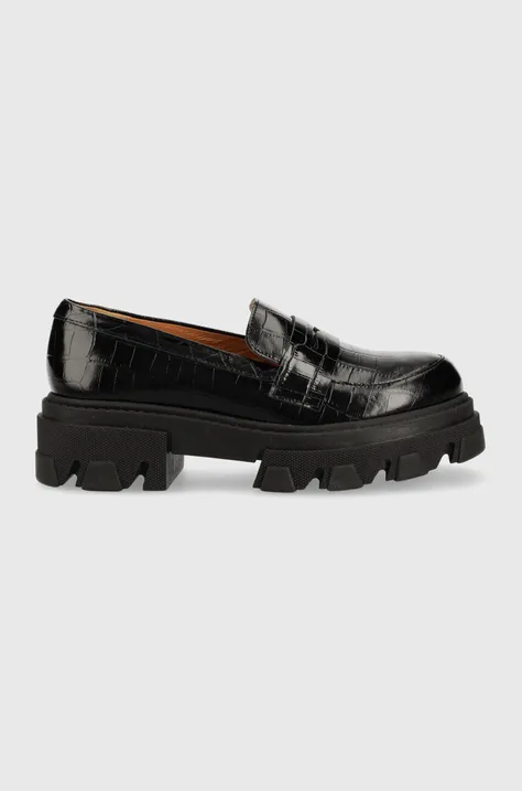 Kožne mokasinke Charles Footwear Mey za žene, boja: crna, s platformom, Mey.Loafer.Basic