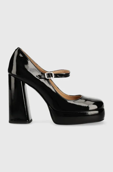 Шкіряні туфлі Wojas колір чорний каблук блок 3511731