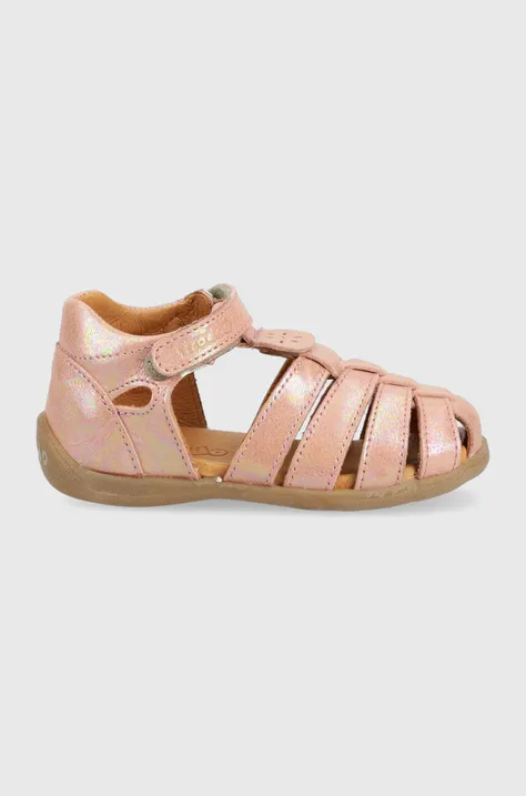 Otroški usnjeni sandali Froddo roza barva