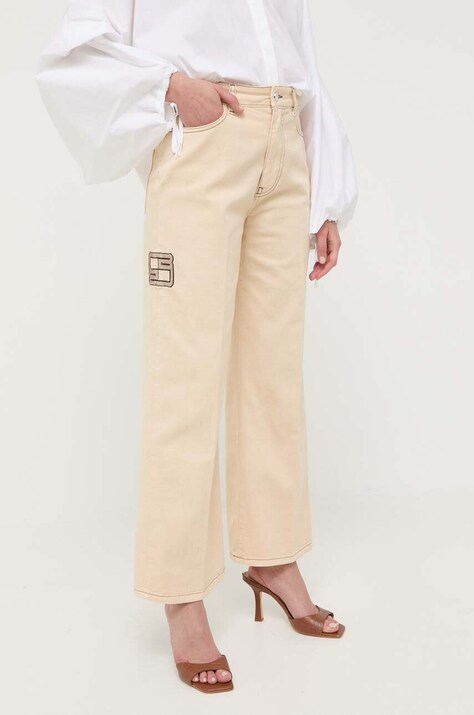 Beatrice B jeansi femei, culoarea bej, high waist