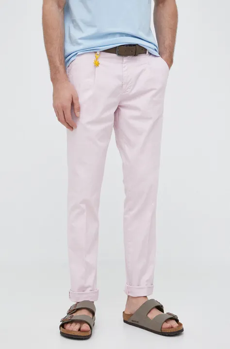 Manuel Ritz spodnie męskie kolor różowy proste