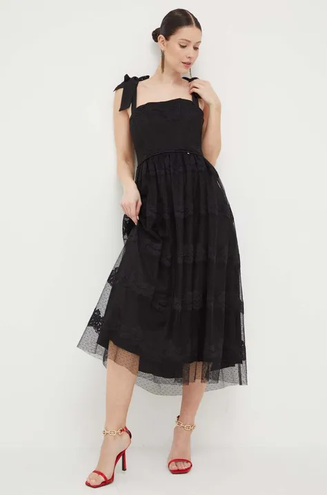 Платье Nissa цвет чёрный midi расклешённая
