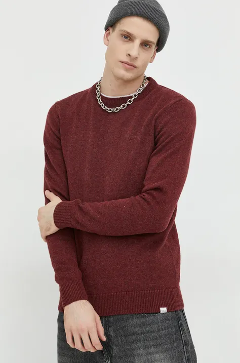 Solid sweter wełniany męski kolor bordowy