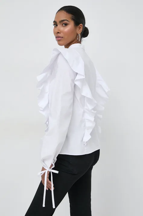 Хлопковая блузка Silvian Heach женская цвет белый однотонная