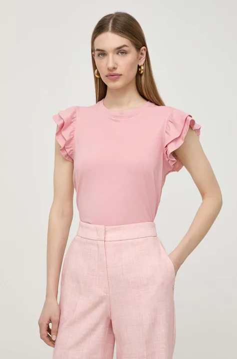 Bavlněné tričko Silvian Heach růžová barva