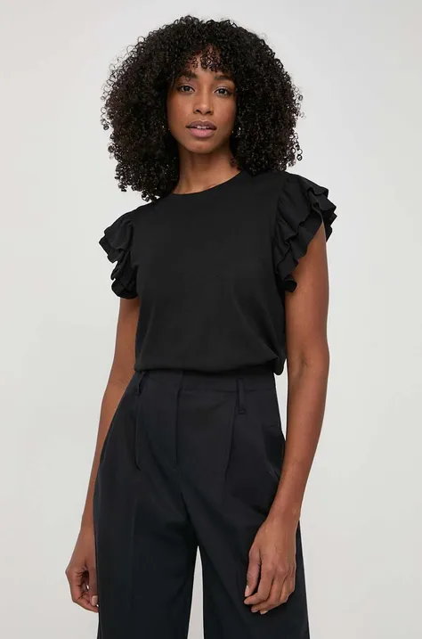 Βαμβακερό μπλουζάκι Silvian Heach χρώμα: μαύρο