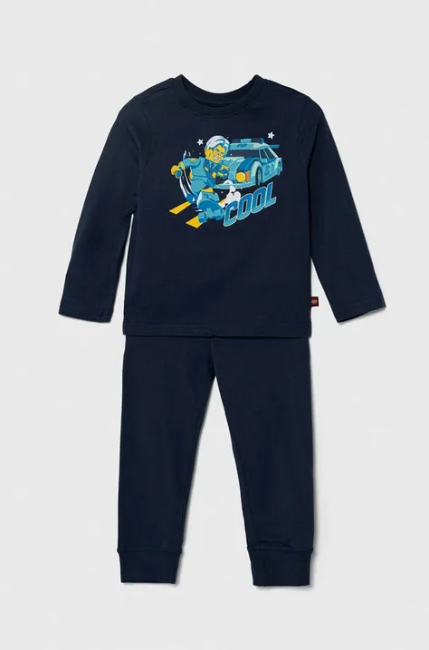 Детская хлопковая пижама Lego цвет синий с принтом