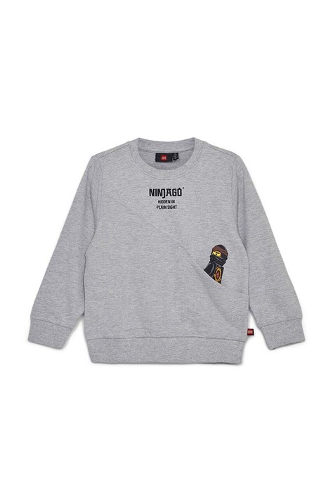Детски памучен суичър Lego в сиво с принт