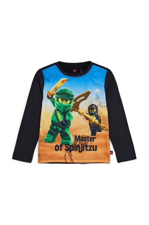 Lego longsleeve bawełniany dziecięcy kolor czarny z nadrukiem