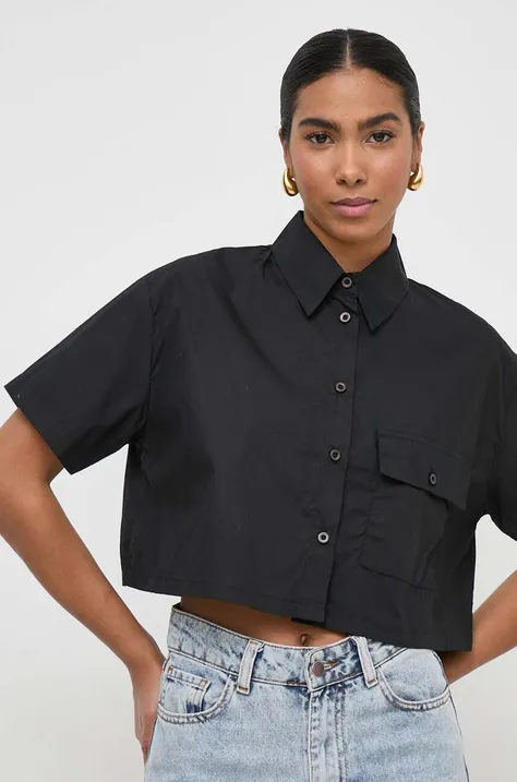 Βαμβακερό πουκάμισο Silvian Heach χρώμα: μαύρο