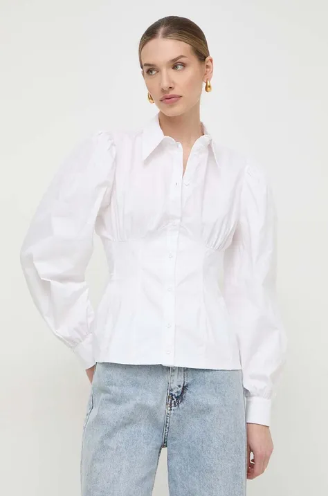 Pamučna košulja Silvian Heach za žene, boja: bijela, slim, s klasičnim ovratnikom