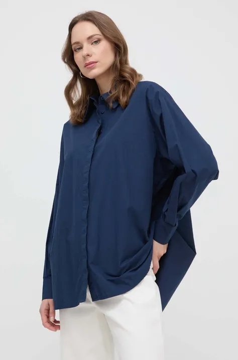 Βαμβακερό πουκάμισο Silvian Heach χρώμα: ναυτικό μπλε