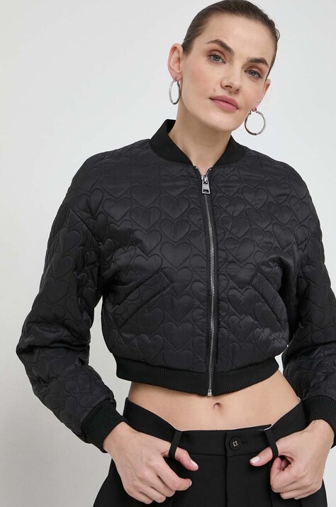 Silvian Heach geaca femei, culoarea negru, de tranzitie, oversize