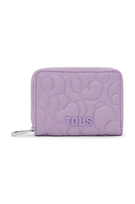 Δερμάτινο πορτοφόλι Tous γυναικεία, χρώμα: μοβ