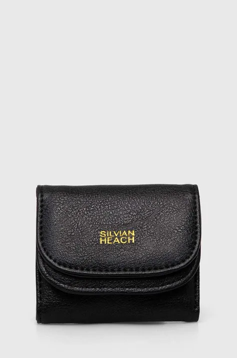 Шкіряний гаманець Silvian Heach жіночий колір чорний