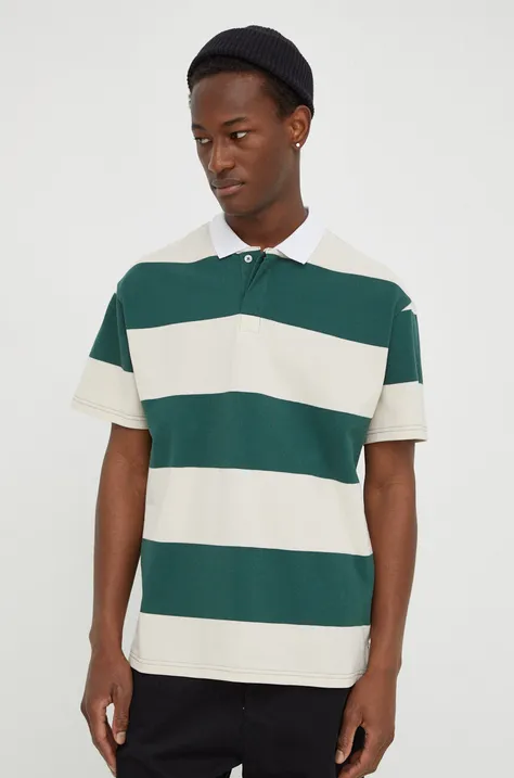 Bavlněné polo tričko Solid zelená barva