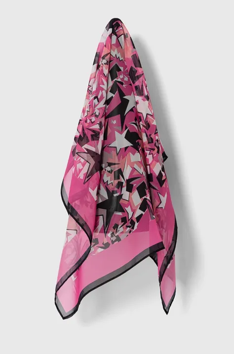 Šatka Silvian Heach dámska, ružová farba, vzorovaná
