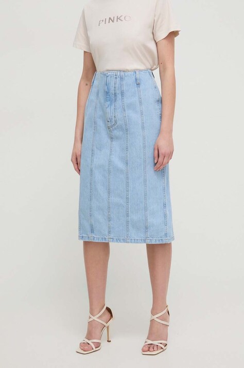 Silvian Heach fustă din denim midi, dreaptă
