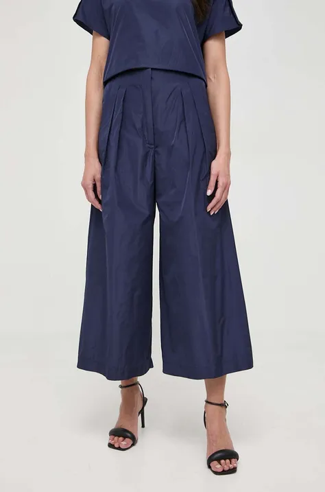 Liviana Conti spodnie damskie kolor granatowy szerokie high waist