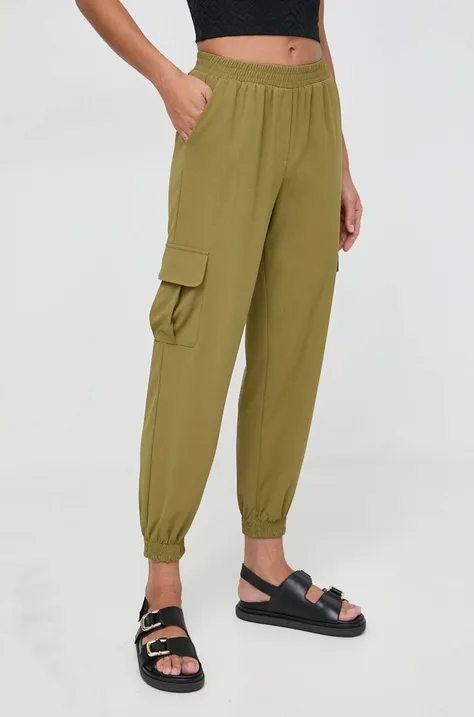 Silvian Heach spodnie damskie kolor zielony fason cargo high waist