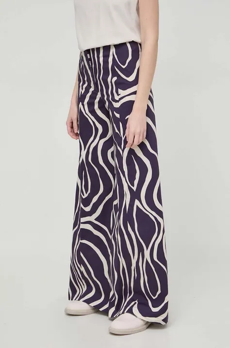Liviana Conti spodnie damskie kolor fioletowy szerokie high waist