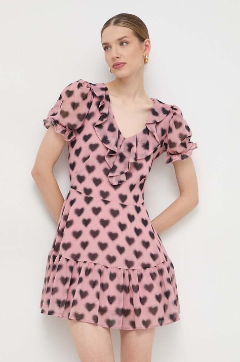 Silvian Heach rochie culoarea roz, mini, evazată