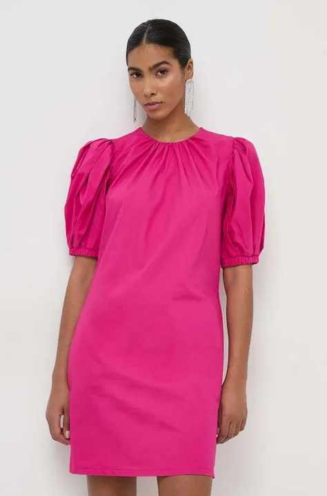 Silvian Heach sukienka bawełniana kolor różowy mini prosta