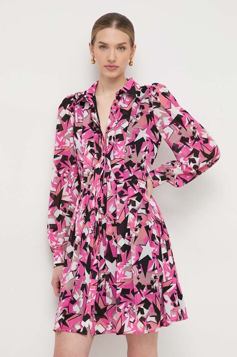 Silvian Heach rochie culoarea roz, mini, evazată