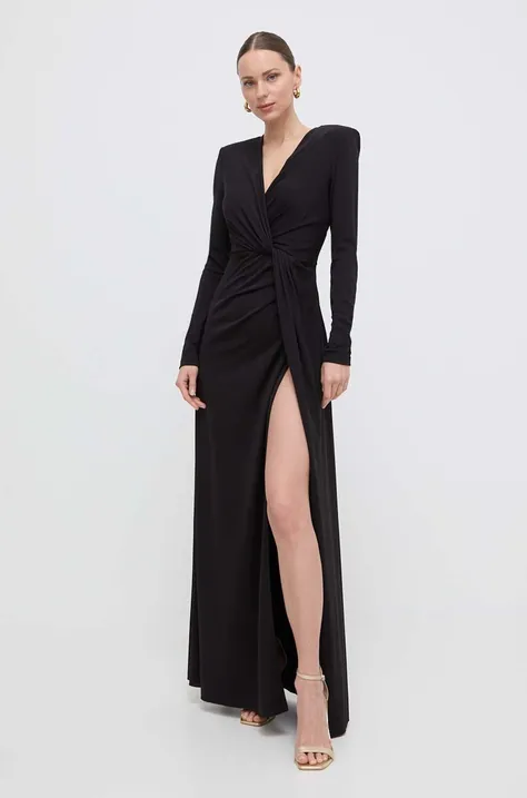 Šaty Silvian Heach čierna farba, maxi, áčkový strih