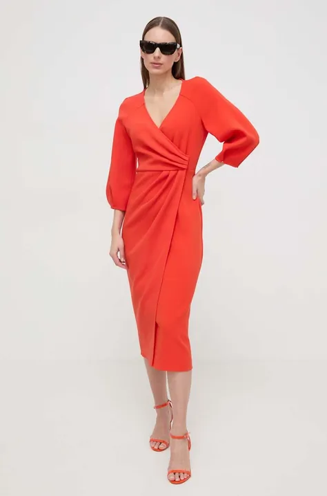 Šaty Nissa oranžová farba,midi,áčkový strih,RZ14824