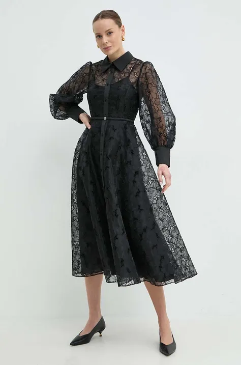 Платье Nissa цвет чёрный maxi расклешённое RC14863