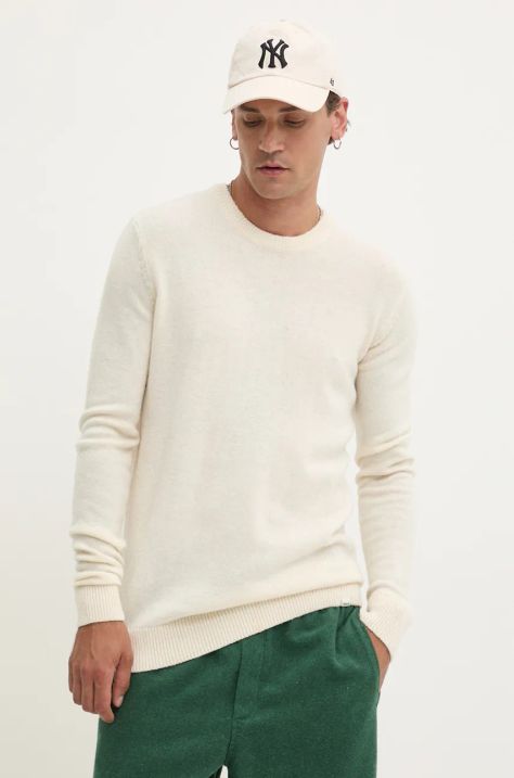 Solid maglione in lana uomo colore beige